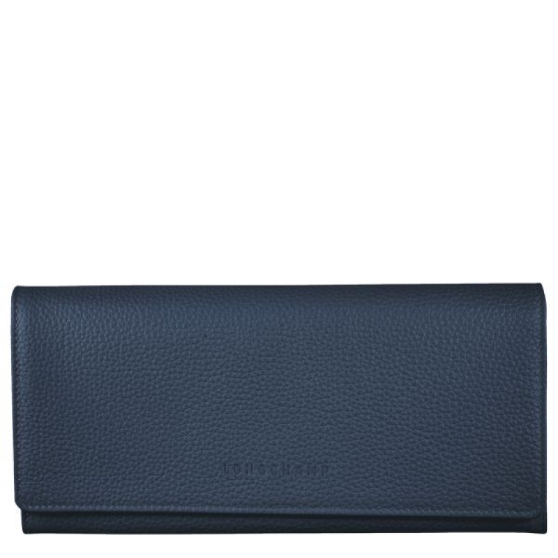 Navy Longchamp Le Foulonne Continental Women's Wallets | 40291-DMAE