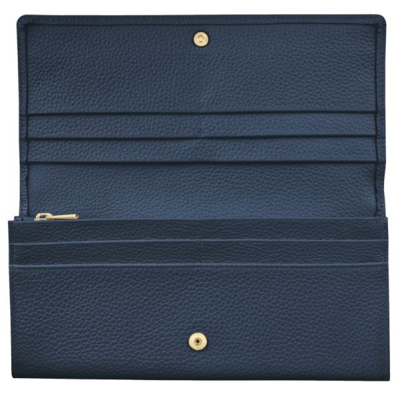 Navy Longchamp Le Foulonne Continental Women's Wallets | 40291-DMAE