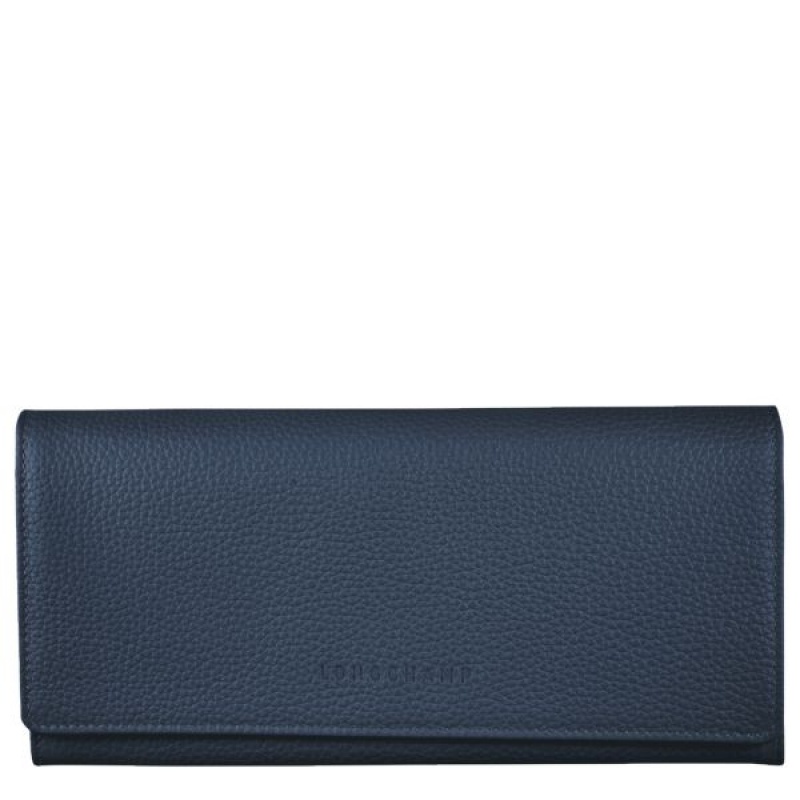 Navy Longchamp Le Foulonne Continental Women\'s Wallets | 40291-DMAE