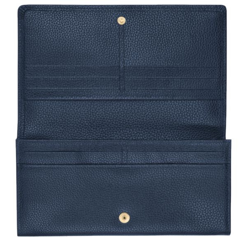 Navy Longchamp Le Foulonne Continental Women's Wallets | 38940-YVOS