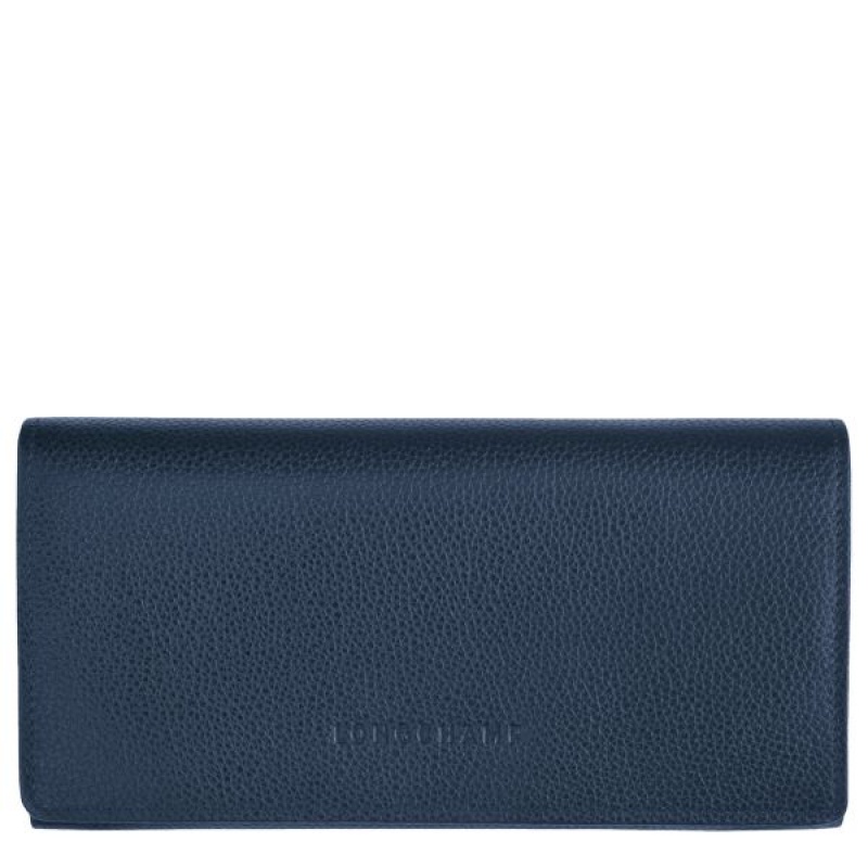 Navy Longchamp Le Foulonne Continental Women's Wallets | 38940-YVOS