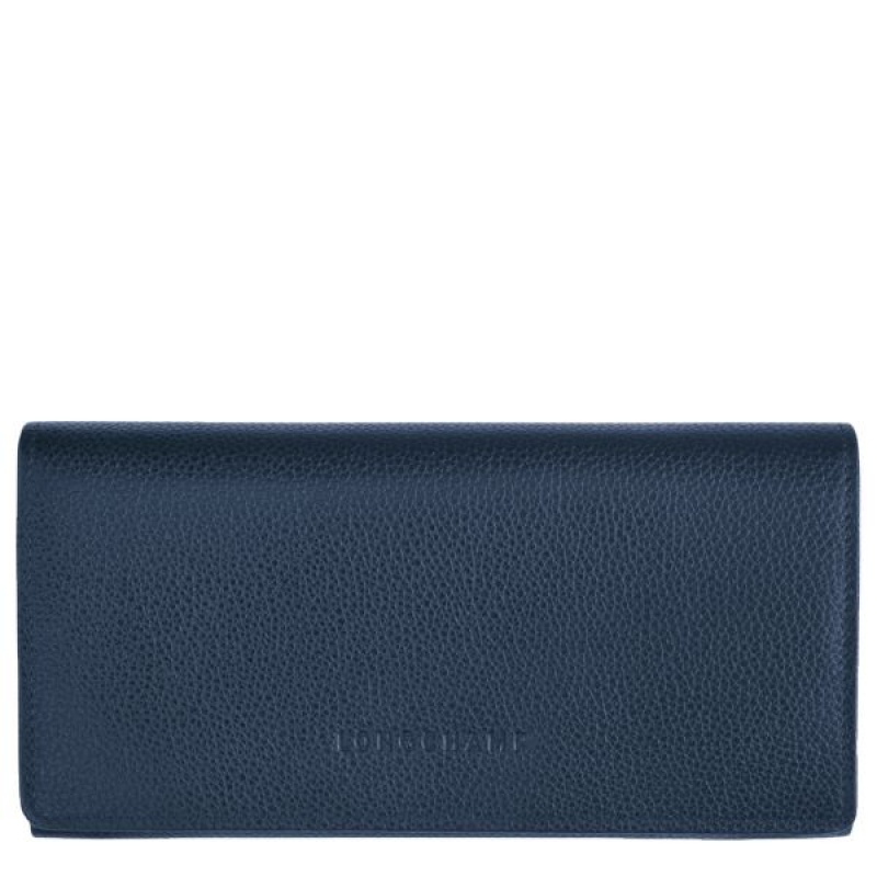 Navy Longchamp Le Foulonne Continental Women\'s Wallets | 38940-YVOS