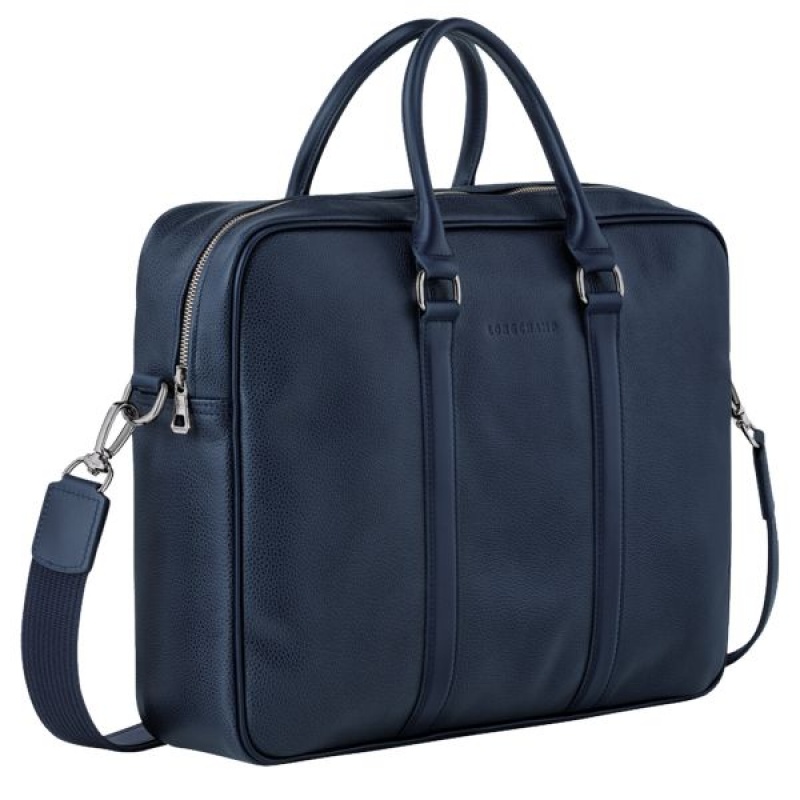 Navy Longchamp Le Foulonne M Men's Briefcase | 27583-USZI