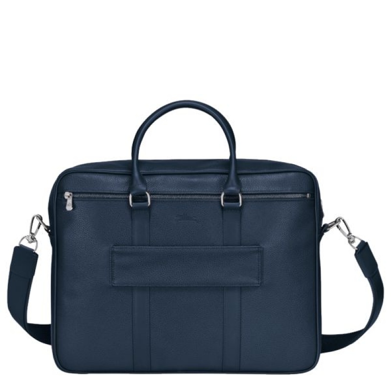 Navy Longchamp Le Foulonne M Men's Briefcase | 27583-USZI