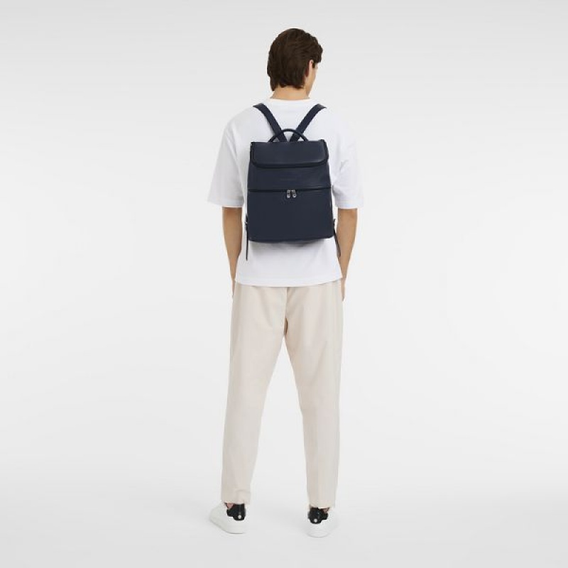 Navy Longchamp Le Foulonne Men's Backpacks | 46587-PDZW