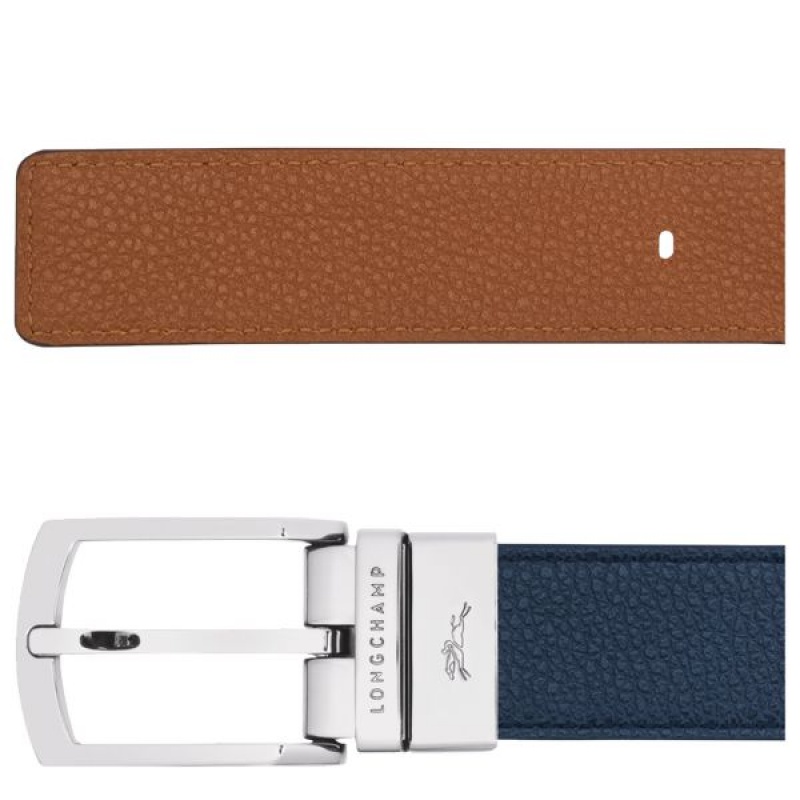 Navy Longchamp Le Foulonne Men's Belts | 93416-FMJY