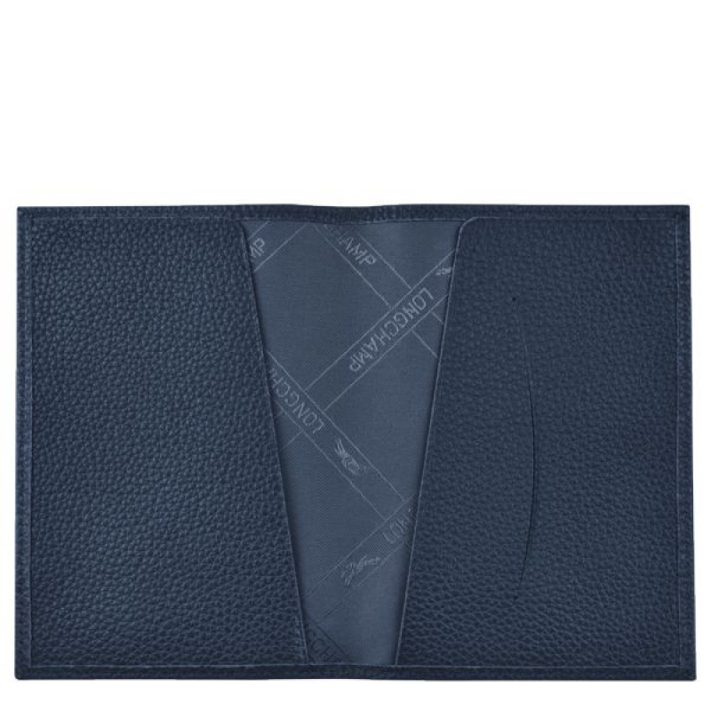 Navy Longchamp Le Foulonne Men's Passport Holder | 16429-KATL