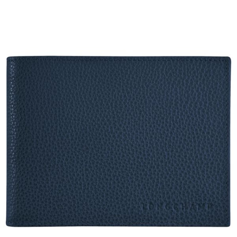 Navy Longchamp Le Foulonne Men's Wallets | 60741-HKJT