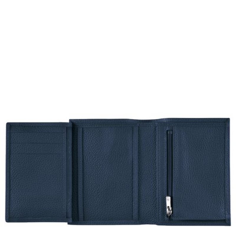 Navy Longchamp Le Foulonne Men's Wallets | 17895-MHYW