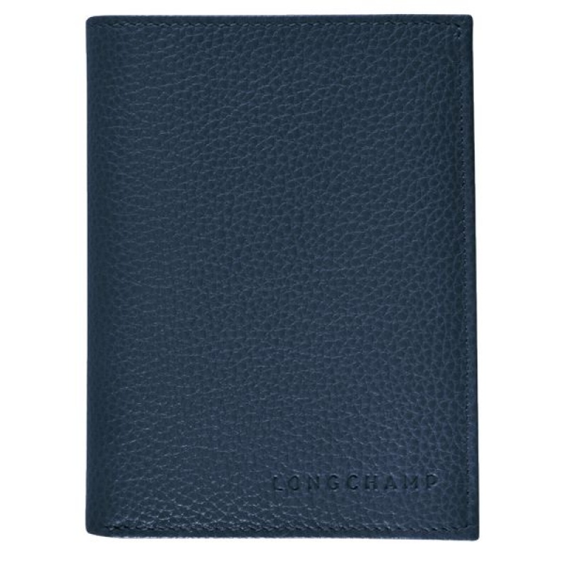 Navy Longchamp Le Foulonne Men\'s Wallets | 17895-MHYW