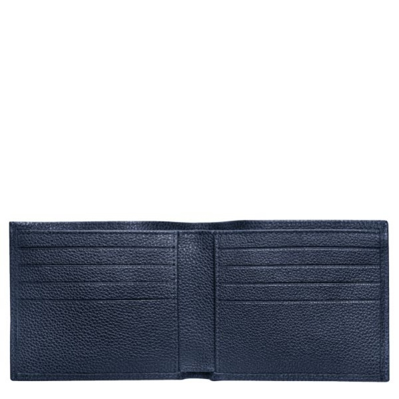 Navy Longchamp Le Foulonne Men's Wallets | 32749-WKXZ