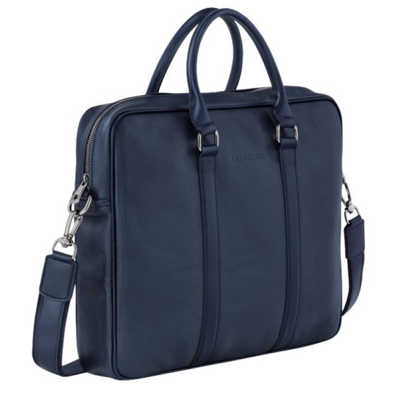 Navy Longchamp Le Foulonne S Men's Briefcase | 53049-DCPZ