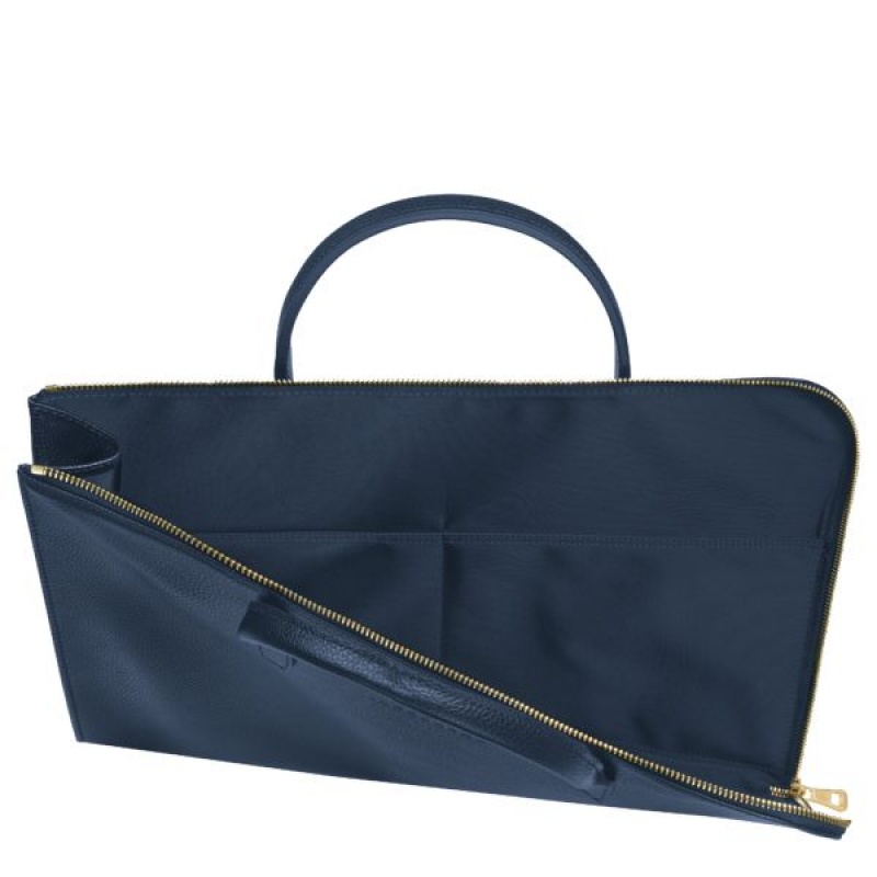 Navy Longchamp Le Foulonne S Men's Briefcase | 52839-SGWJ