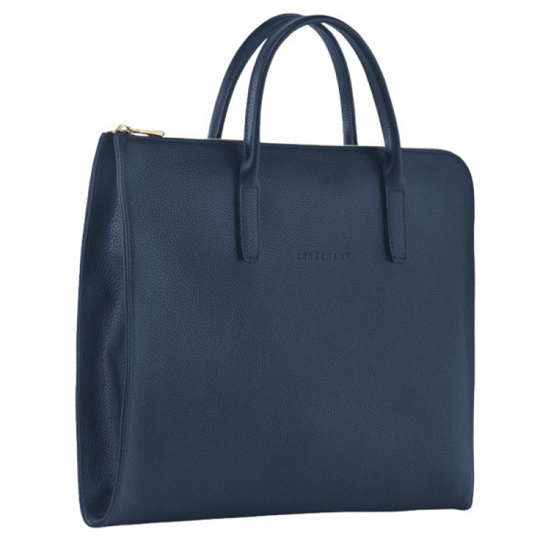 Navy Longchamp Le Foulonne S Men's Briefcase | 95084-FULM