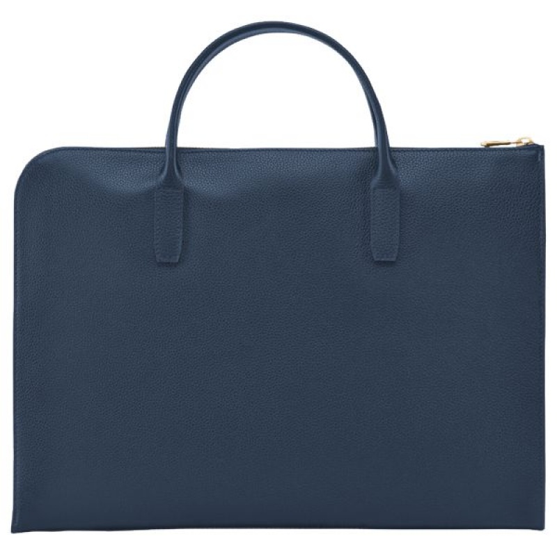 Navy Longchamp Le Foulonne S Men's Briefcase | 95084-FULM