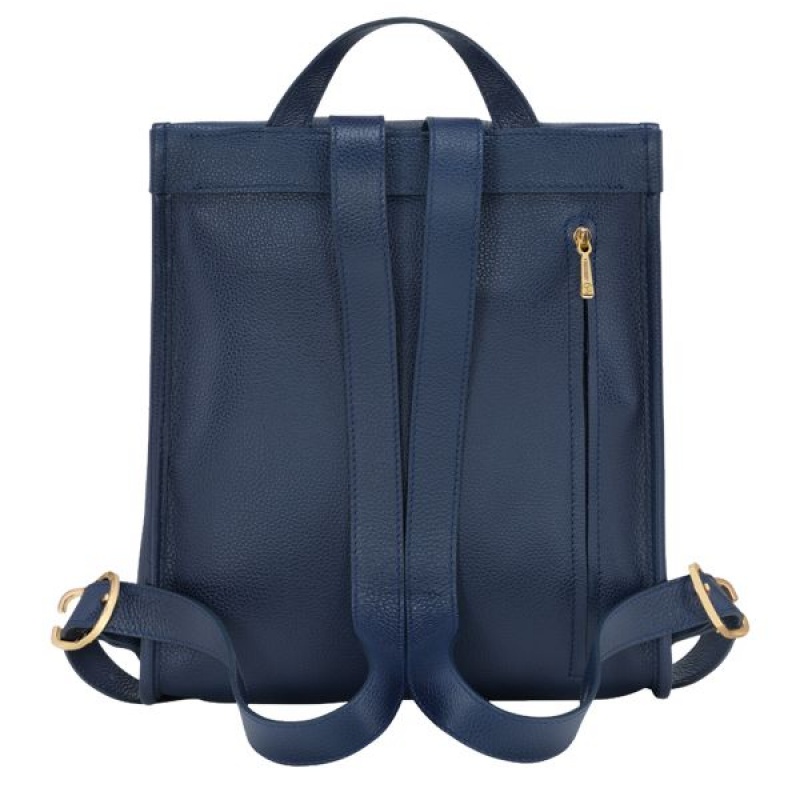 Navy Longchamp Le Foulonne Women's Backpacks | 02468-PQWF