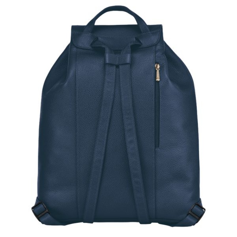 Navy Longchamp Le Foulonne Women's Backpacks | 59326-AQGI