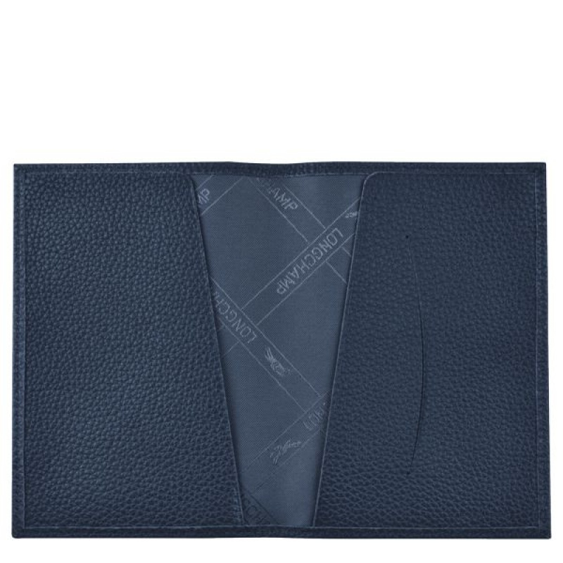 Navy Longchamp Le Foulonne Women's Passport Holder | 48561-NBDP