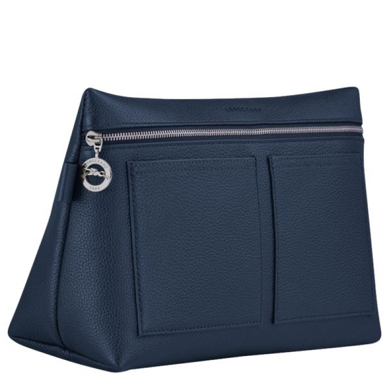 Navy Longchamp Le Foulonne Women's Toiletry Bags | 05487-YKZO