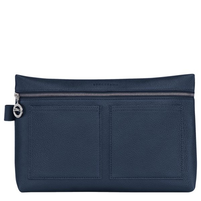 Navy Longchamp Le Foulonne Women's Toiletry Bags | 05487-YKZO