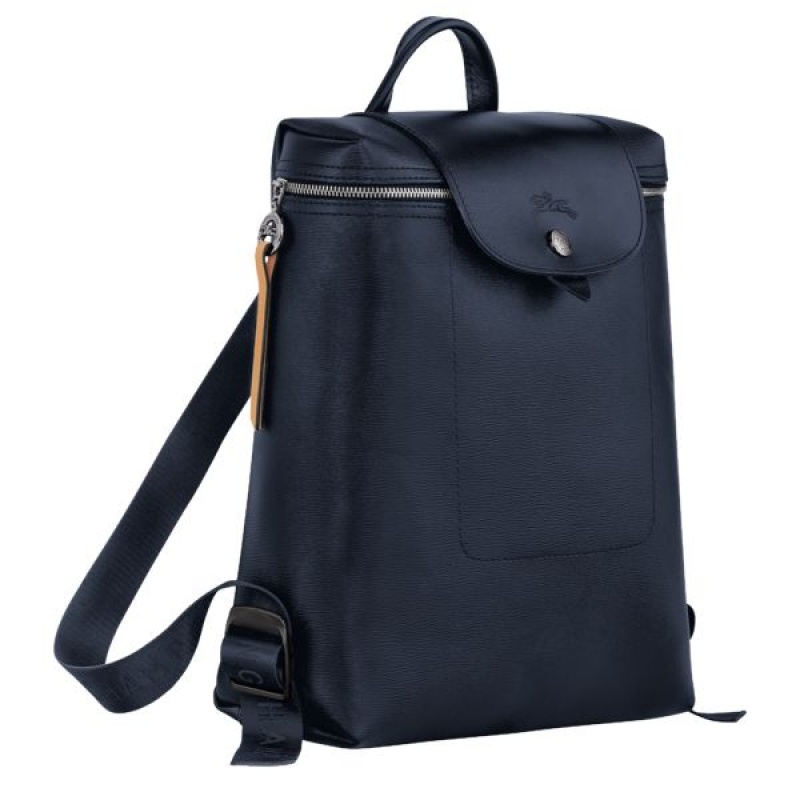 Navy Longchamp Le Pliage City M Women's Backpacks | 85642-JHLN