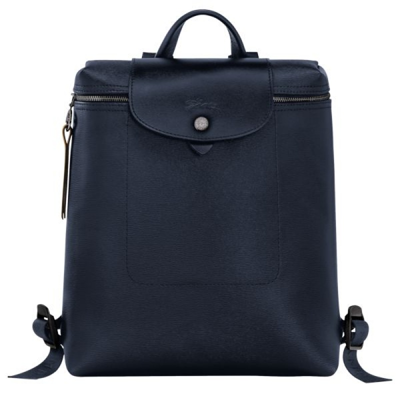 Navy Longchamp Le Pliage City M Women's Backpacks | 85642-JHLN