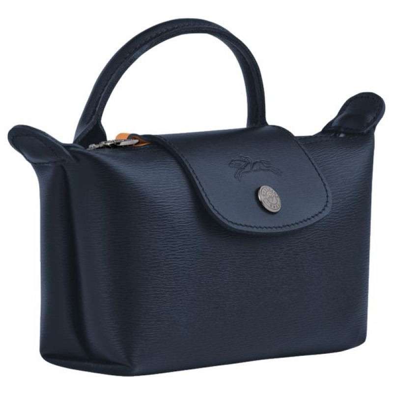 Navy Longchamp Le Pliage City With Handle Women's Pouches | 25046-GNJF