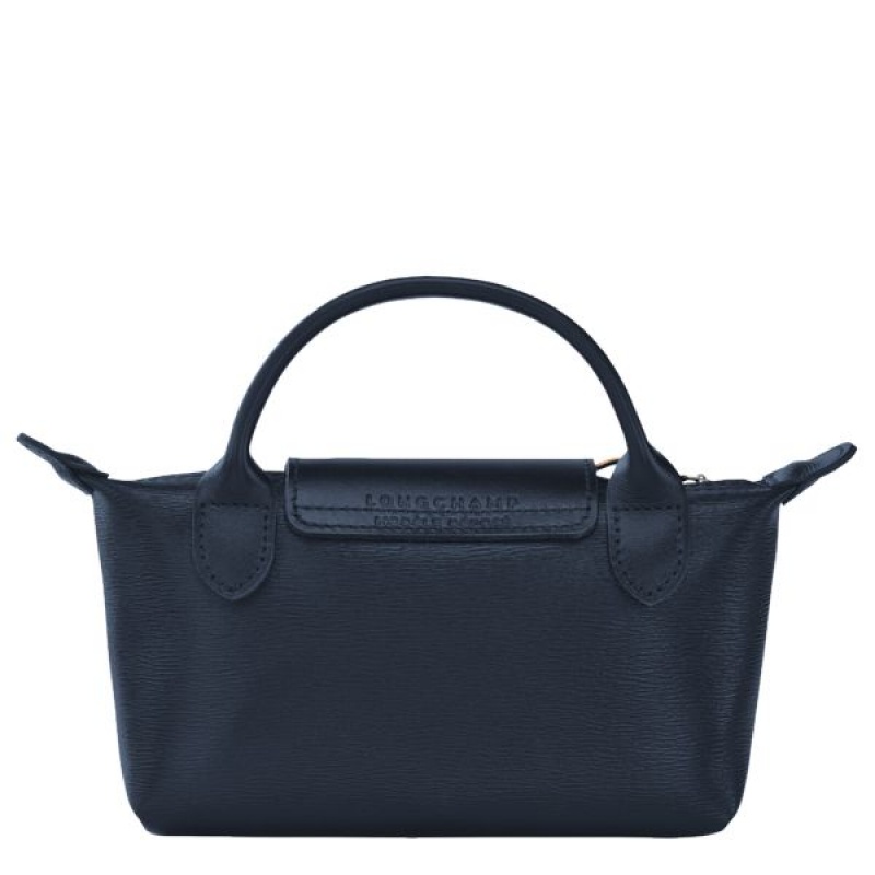 Navy Longchamp Le Pliage City With Handle Women's Pouches | 25046-GNJF