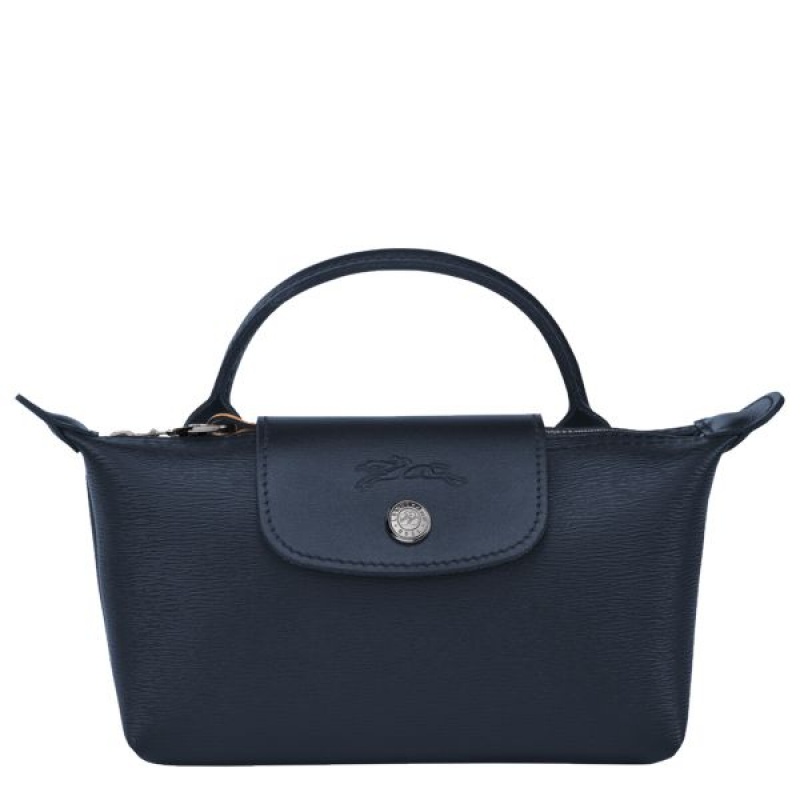 Navy Longchamp Le Pliage City With Handle Women\'s Pouches | 25046-GNJF