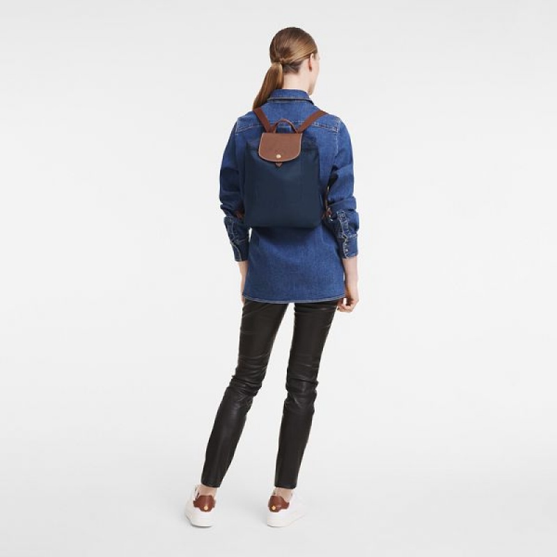 Navy Longchamp Le Pliage Original M Women's Backpacks | 29160-XRBS