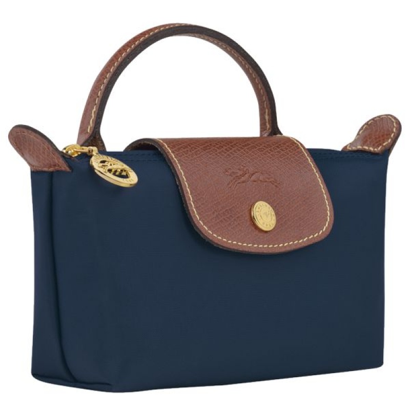 Navy Longchamp Le Pliage Original With Handle Men's Pouches | 81365-BRJM