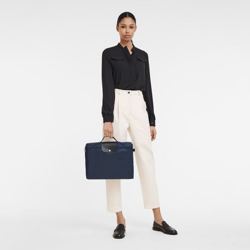 Navy Longchamp Le Pliage S Women's Briefcase | 18643-IQVW