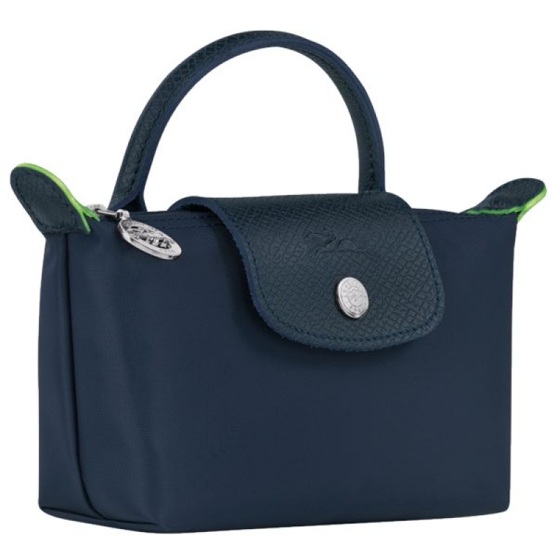 Navy Longchamp Le Pliage With Handle Men's Pouches | 81437-XNYJ