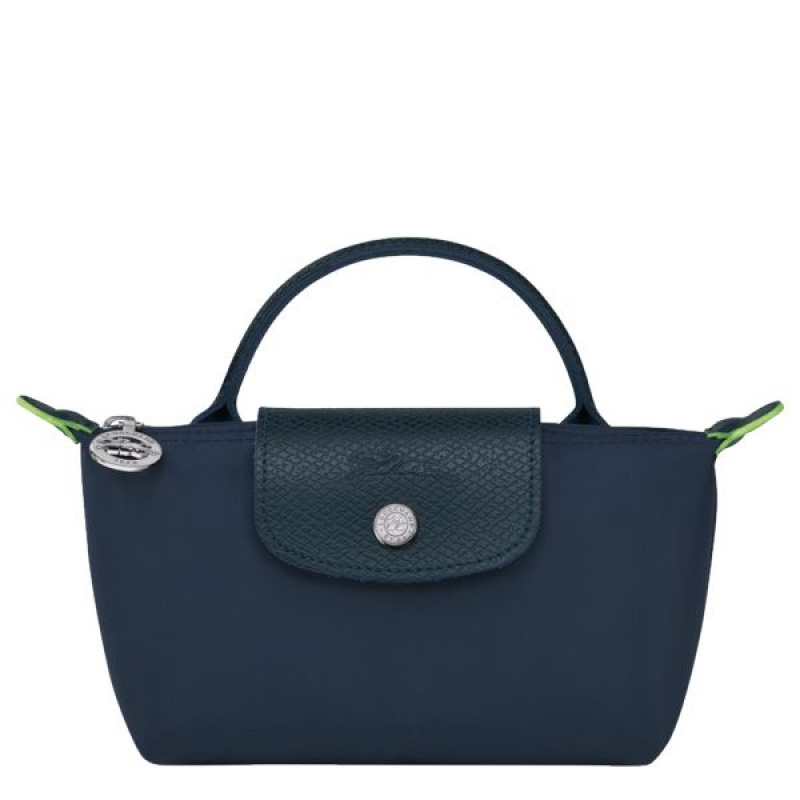 Navy Longchamp Le Pliage With Handle Women\'s Pouches | 79314-NZXU