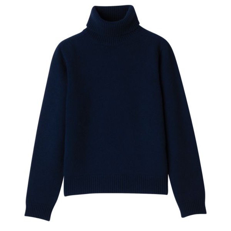 Navy Longchamp Turtleneck Women's Sweaters | 32506-SDTP