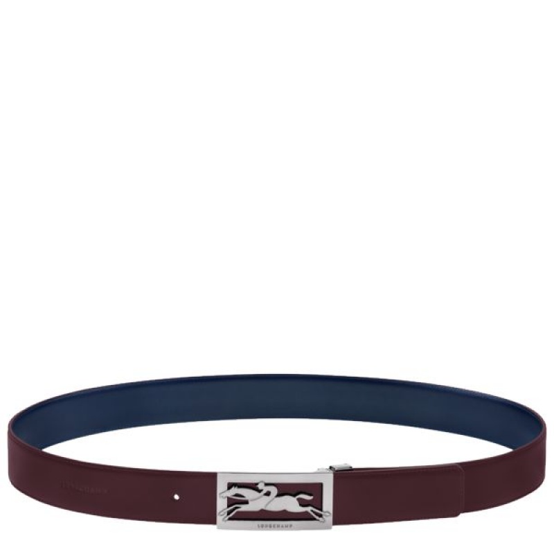 Navy / Burgundy Longchamp Delta Box Men's Belts | 06789-IXDT