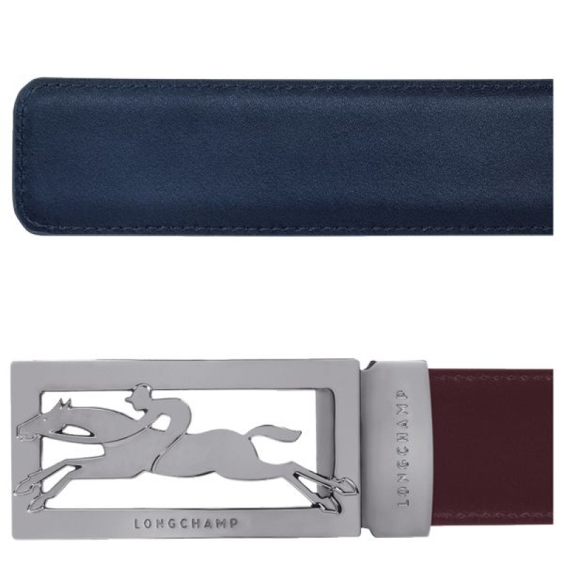 Navy / Burgundy Longchamp Delta Box Men's Belts | 06789-IXDT