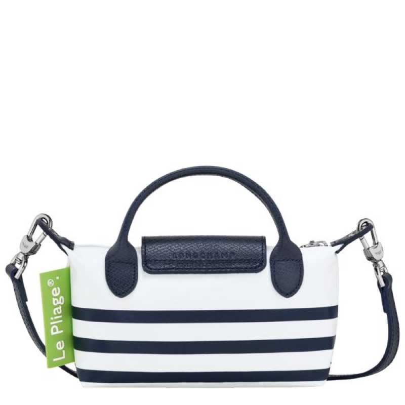 Navy / White Longchamp Le Pliage Collection Women's Pouches | 73168-GZMN