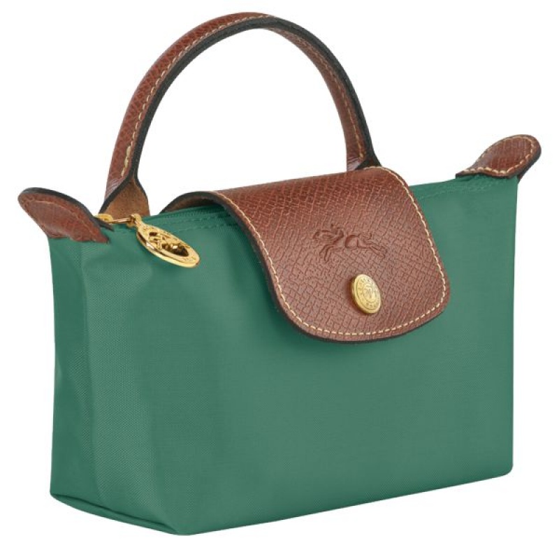 Olive Longchamp Le Pliage Original With Handle Women's Pouches | 89167-FRZJ