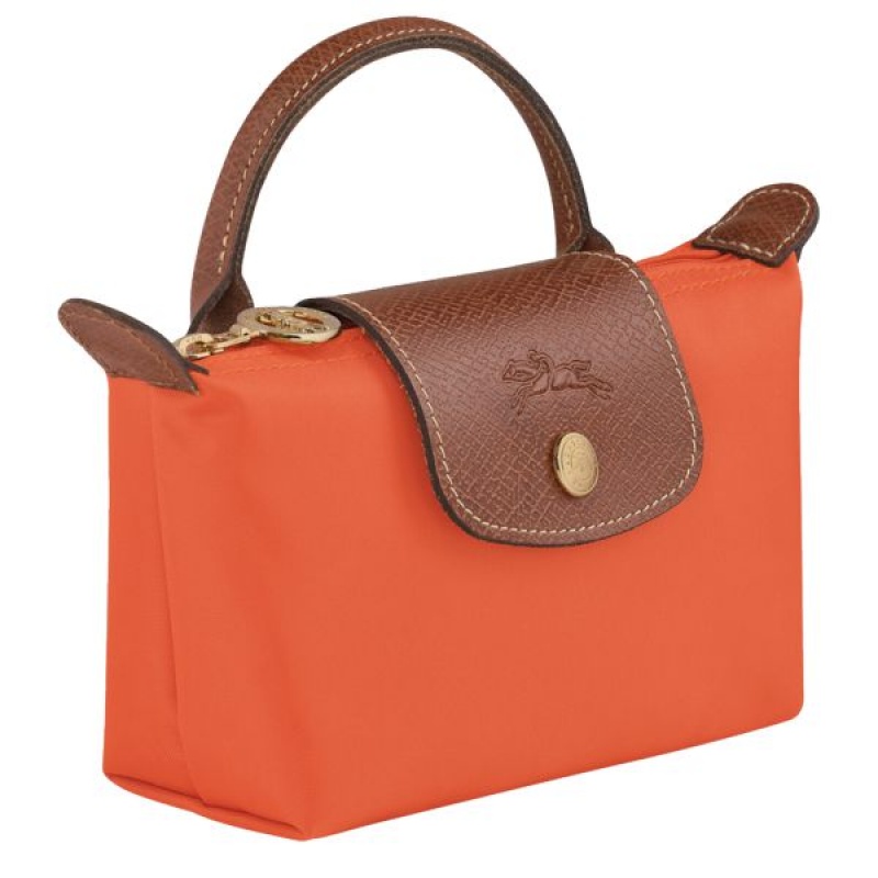 Orange Longchamp Le Pliage Original With Handle Men's Pouches | 81326-WLVD