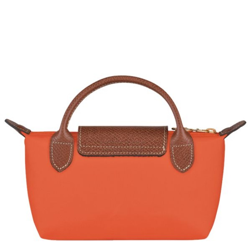 Orange Longchamp Le Pliage Original With Handle Men's Pouches | 81326-WLVD