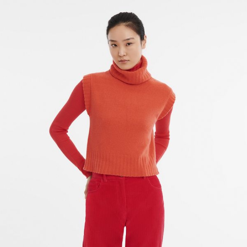 Orange Longchamp Sleeveless Women's Sweaters | 64793-XCYW