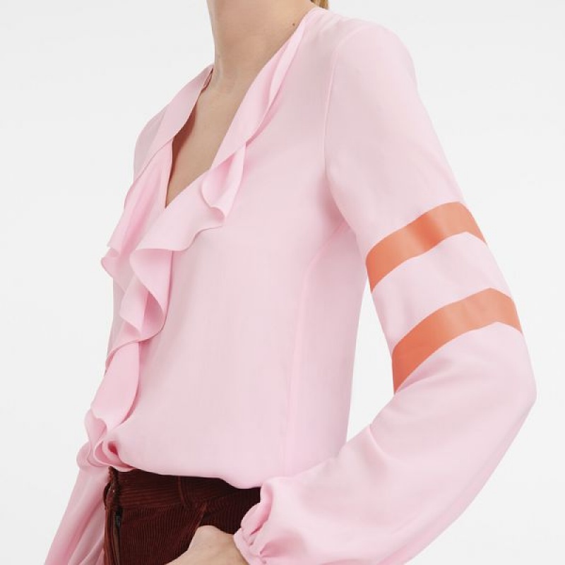 Pink Longchamp Crepe Women's Blouse | 75281-SRFM