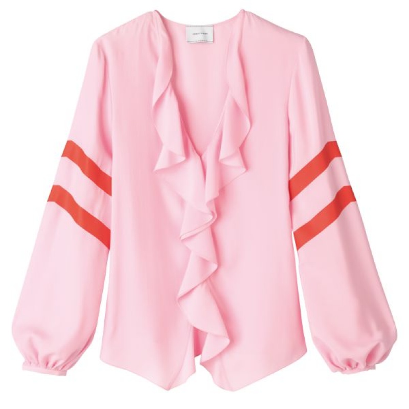 Pink Longchamp Crepe Women's Blouse | 75281-SRFM