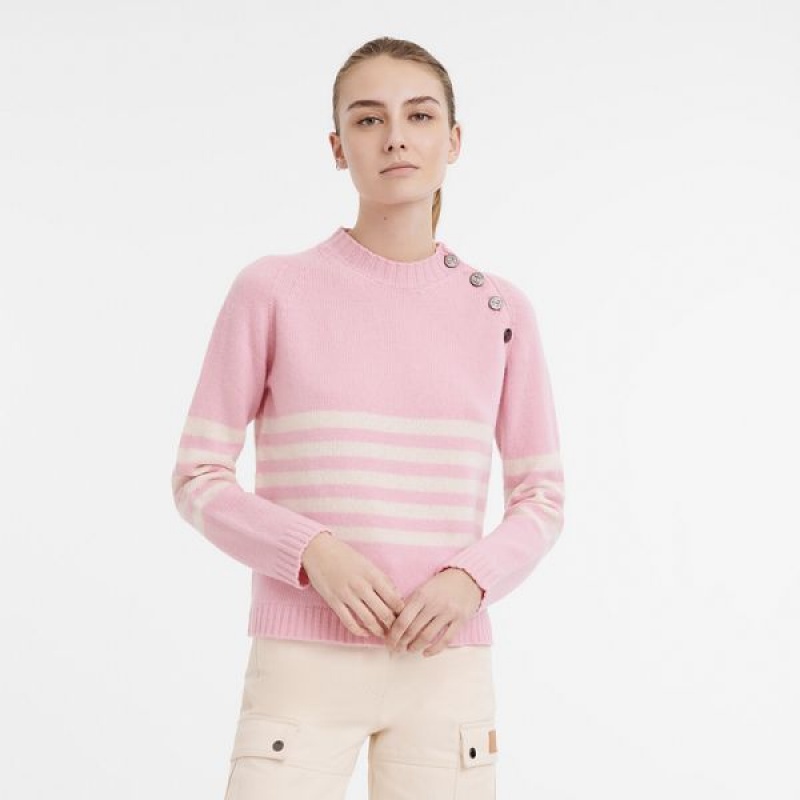 Pink Longchamp Knit Women's Sweaters | 70659-TBHN