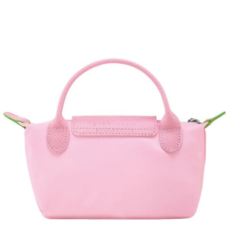 Pink Longchamp Le Pliage With Handle Women's Pouches | 93154-DXSJ