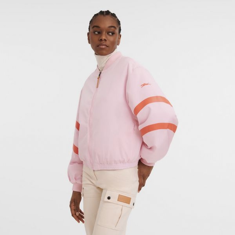 Pink Longchamp Matte Satin Women's Jackets | 61705-JDBO