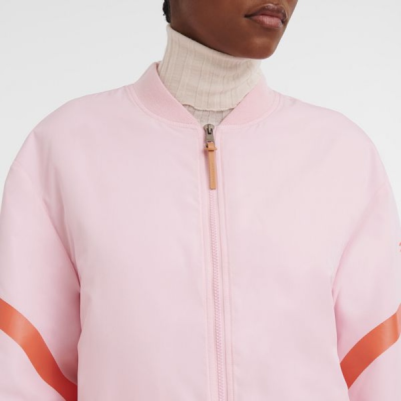 Pink Longchamp Matte Satin Women's Jackets | 61705-JDBO