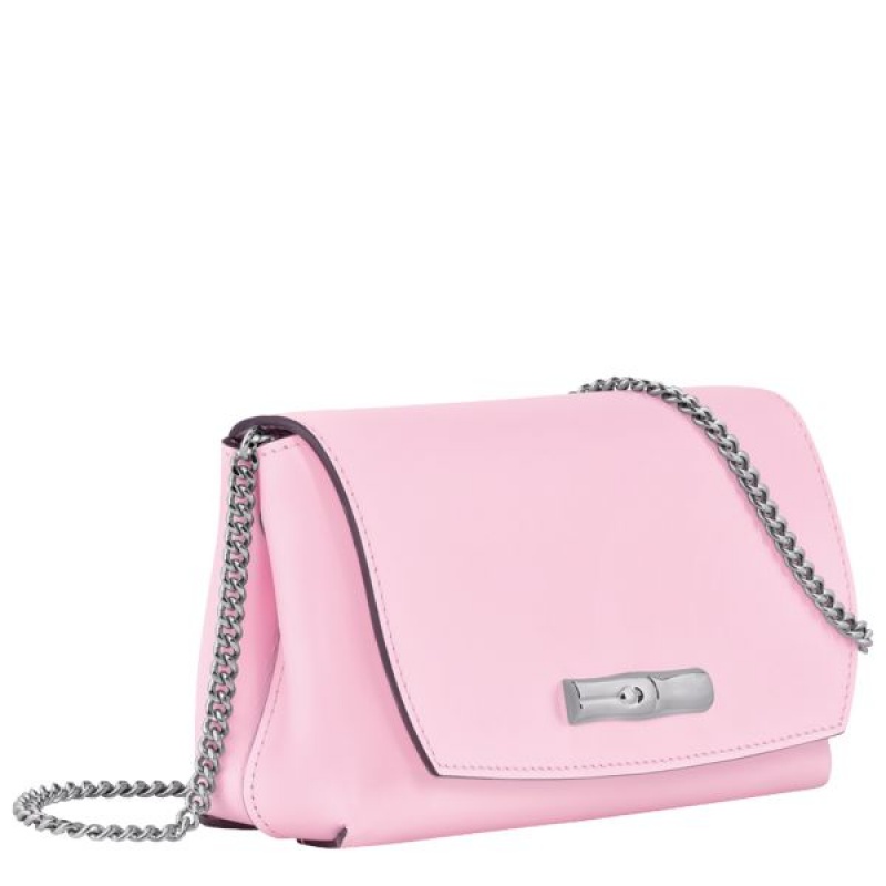 Pink Longchamp Roseau Clutch Women's Crossbody Bags | 42360-BIDR