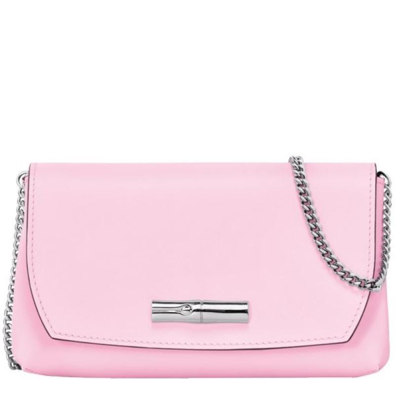 Pink Longchamp Roseau Clutch Women\'s Crossbody Bags | 42360-BIDR